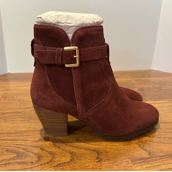 Diba Women's Boho Suede Stacked Heel Boots Burgundy Size 7.5 NWOB Casual Chic - Picture 2 of 10